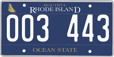 RI license plate 003443