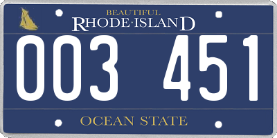 RI license plate 003451