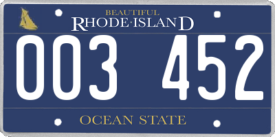 RI license plate 003452