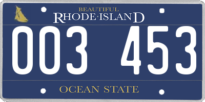 RI license plate 003453