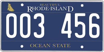 RI license plate 003456