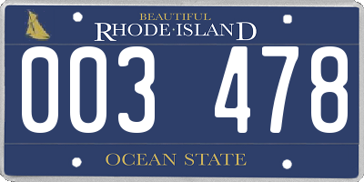 RI license plate 003478