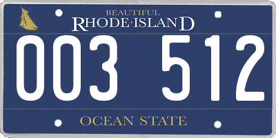 RI license plate 003512