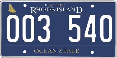 RI license plate 003540