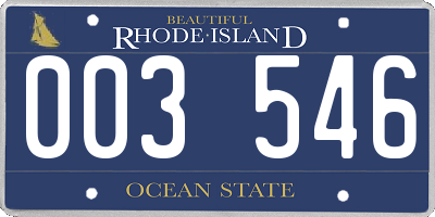 RI license plate 003546