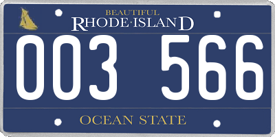 RI license plate 003566