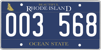 RI license plate 003568