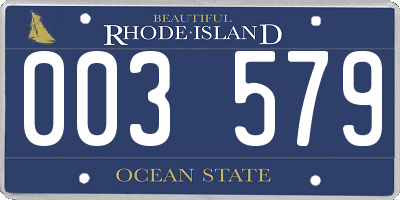 RI license plate 003579