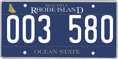 RI license plate 003580