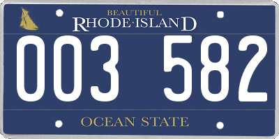 RI license plate 003582