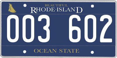 RI license plate 003602