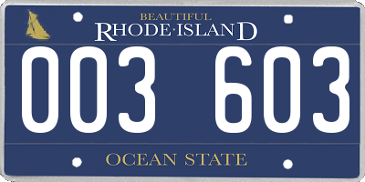 RI license plate 003603