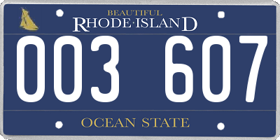 RI license plate 003607