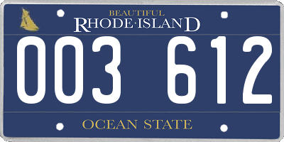 RI license plate 003612