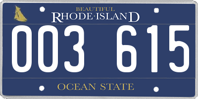 RI license plate 003615