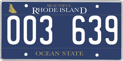 RI license plate 003639