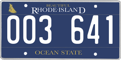 RI license plate 003641