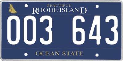 RI license plate 003643