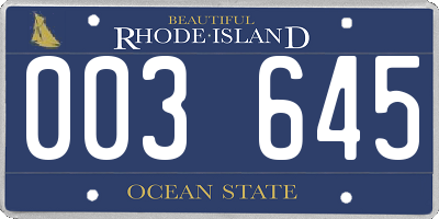 RI license plate 003645