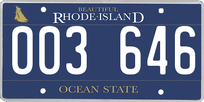 RI license plate 003646