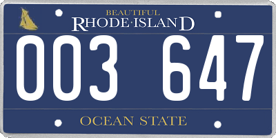 RI license plate 003647