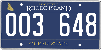 RI license plate 003648