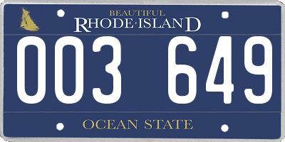 RI license plate 003649