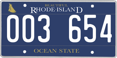 RI license plate 003654