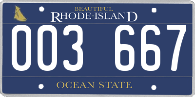 RI license plate 003667