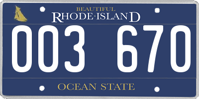 RI license plate 003670