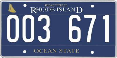 RI license plate 003671