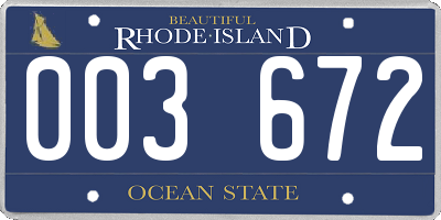 RI license plate 003672