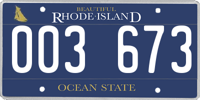 RI license plate 003673