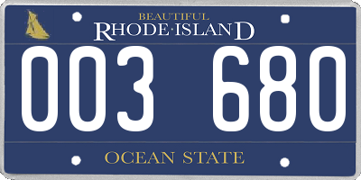 RI license plate 003680