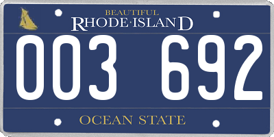 RI license plate 003692