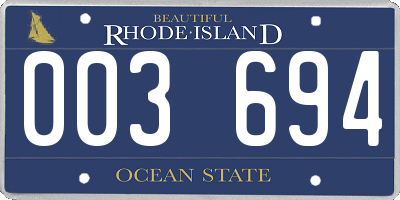 RI license plate 003694