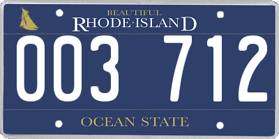 RI license plate 003712