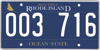 RI license plate 003716