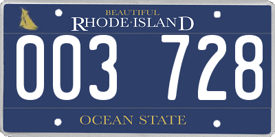 RI license plate 003728