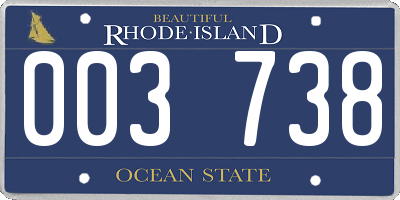 RI license plate 003738