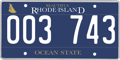 RI license plate 003743