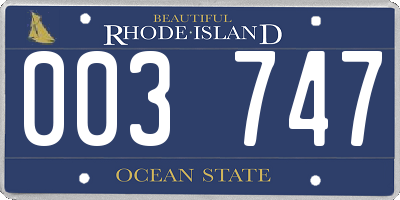 RI license plate 003747