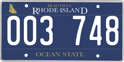 RI license plate 003748