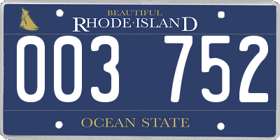 RI license plate 003752