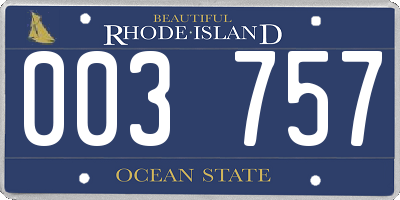 RI license plate 003757