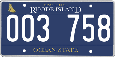 RI license plate 003758