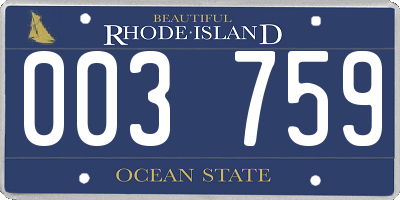 RI license plate 003759