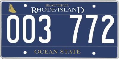 RI license plate 003772