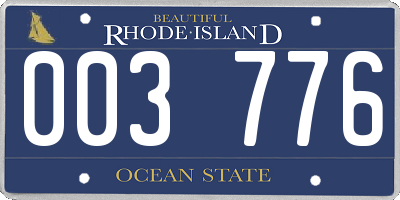 RI license plate 003776