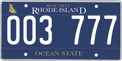 RI license plate 003777